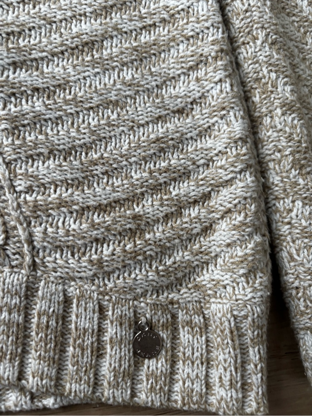 DKNY Beige Marled Cable Shawl-Collar Sweater - Picture 3 of 8